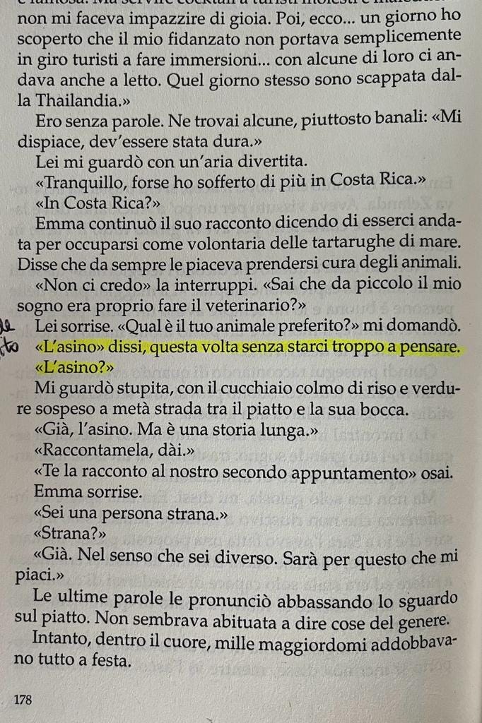 Descrizione dell'asino nel libro "Come una notte a Bali" di Gianluca Gotto