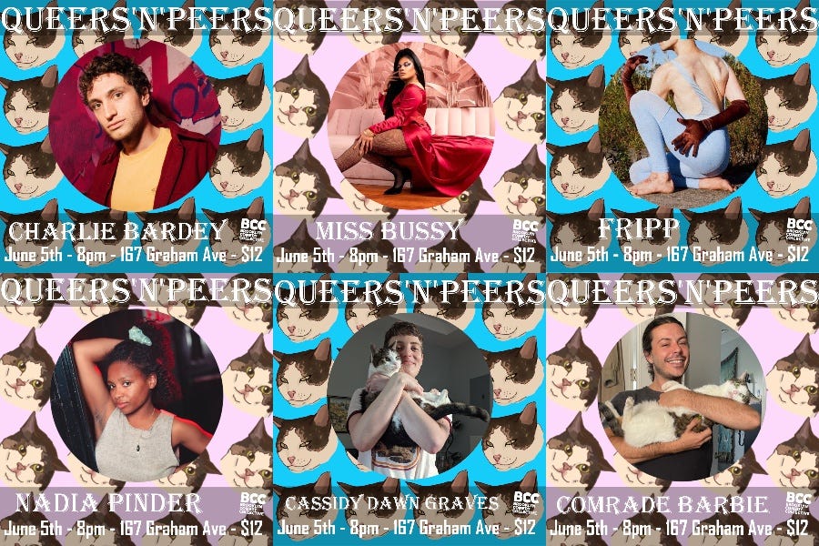 performer spotlight graphics for queers n peers on june 5