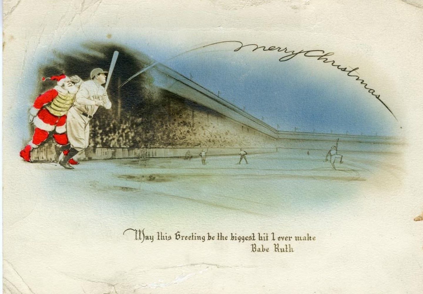 Vintage Babe Ruth Christmas Card. | Babe ruth, Baseball, Baseball christmas