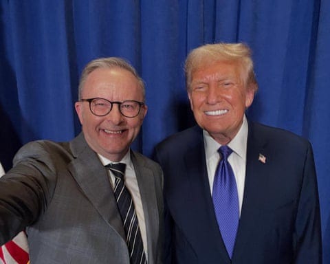The Australian prime minister, Anthony Albanese, has posted a selfie with US president Donald Trump. The two met in New York hours after they agreed to a formal meeting in Washington DC next month.