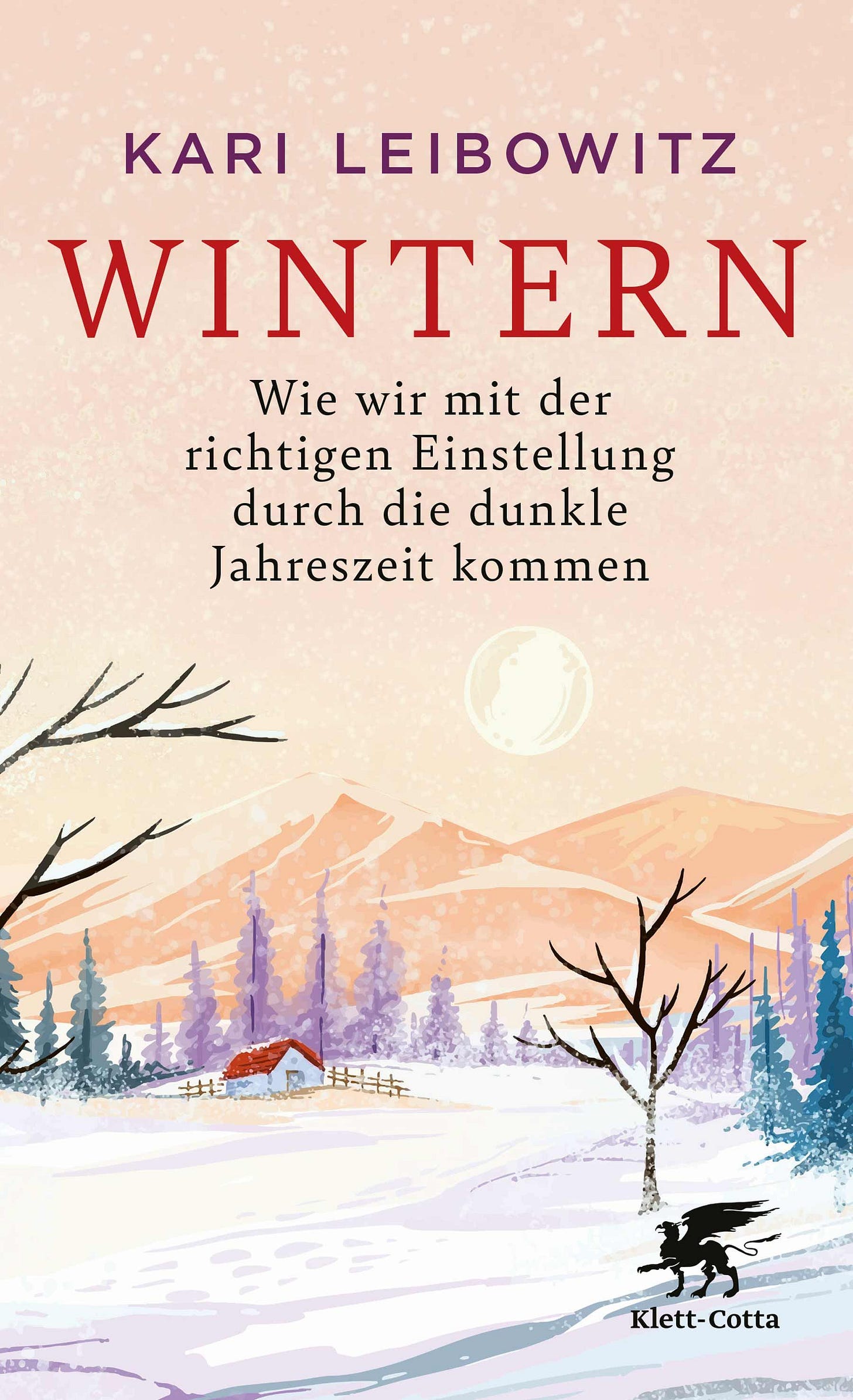 Das Bild zeigt das Cover des Buches Wintern. Ein einsames Haus steht in einer verschneiten Landschaft, das Licht ist weich orange.