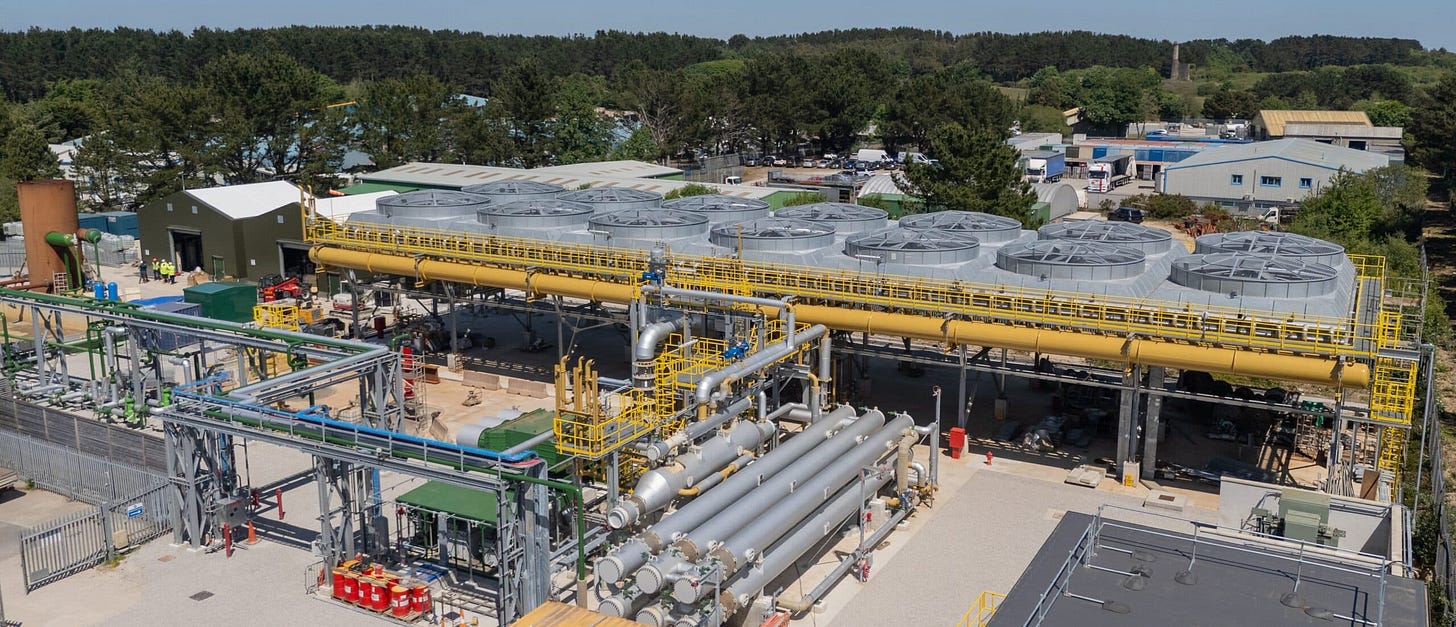 Cornwall Time Lapse Aerial view of United Downs geothermal power plant in Cornwall