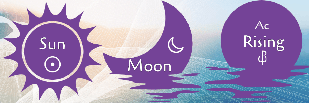 Symbols for the Sun, Moon, and Rising Signs including glyphs Symbols for the Sun, Moon, and Rising Signs including glyphs