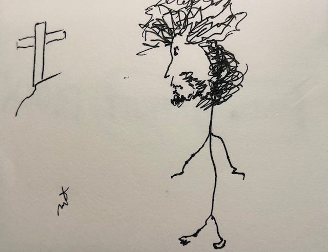 Stick Figure Jesus Doodle. Copyrighted by Mark Tulin.