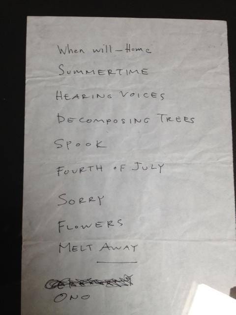 Setlist (photo: Sean Sullivan)