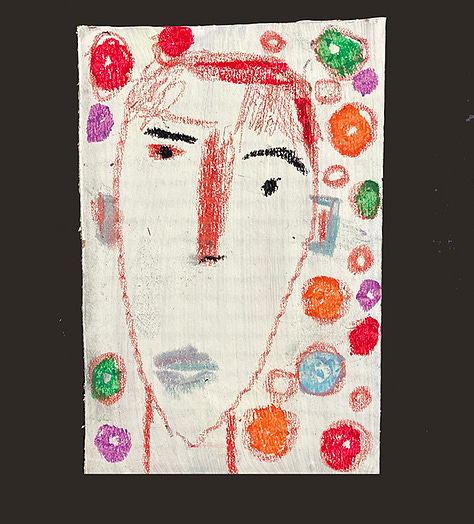 Oil pastel portraits of men