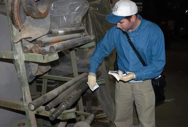 A United Nations weapons inspector conducts inspections in Iraq in 2002, prior to the invasion. A United Nations weapons inspector conducts inspections in Iraq in 2002, prior to the invasion.