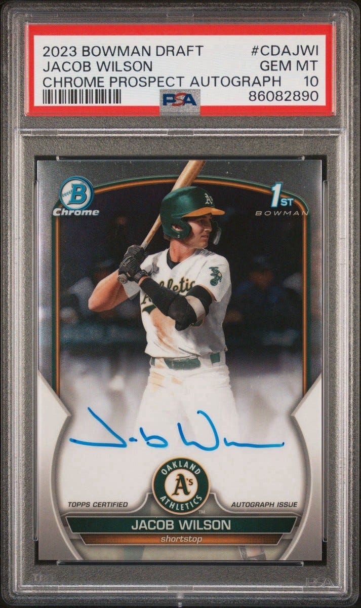 Jacob Wilson 2023 Bowman Draft 1st Chrome Prospect AUTO PSA 10