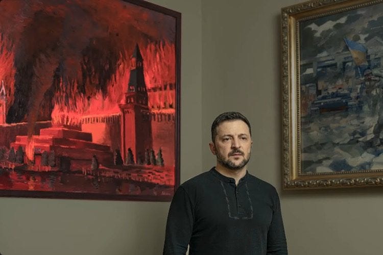 Time Depicts Ukraine’s Zelensky With Painting of Burning Kremlin, Russians Call Him Crazy