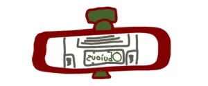 A rear view mirror with a truck in it with a licence plate reading obvious backwards so you ask the question what will be obvious in retrospect.