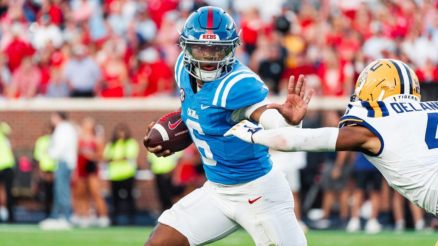 Football's Trinidad Chambliss Named AP National Player of the Week - Ole Miss Athletics - Hotty Toddy