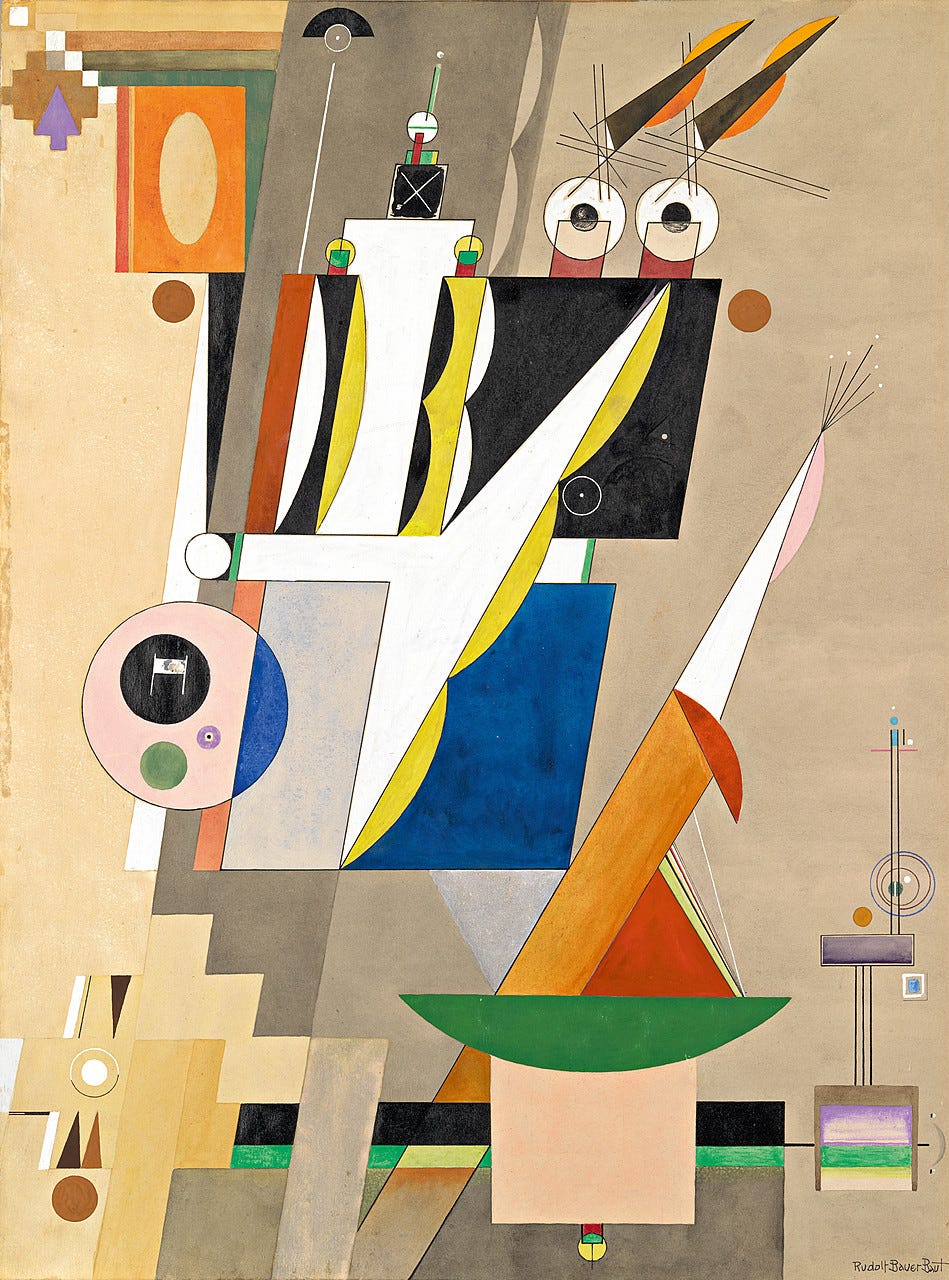 Rudolf Bauer, Great Fugue, (watercolor, gouache, ink, colored pencil, and graphite on paper), 1929 [Solomon R. Guggenheim Museum, New York, Solomon R. Guggenheim Founding Collection, New York, NY. © The Estate of Rudolf Bauer]