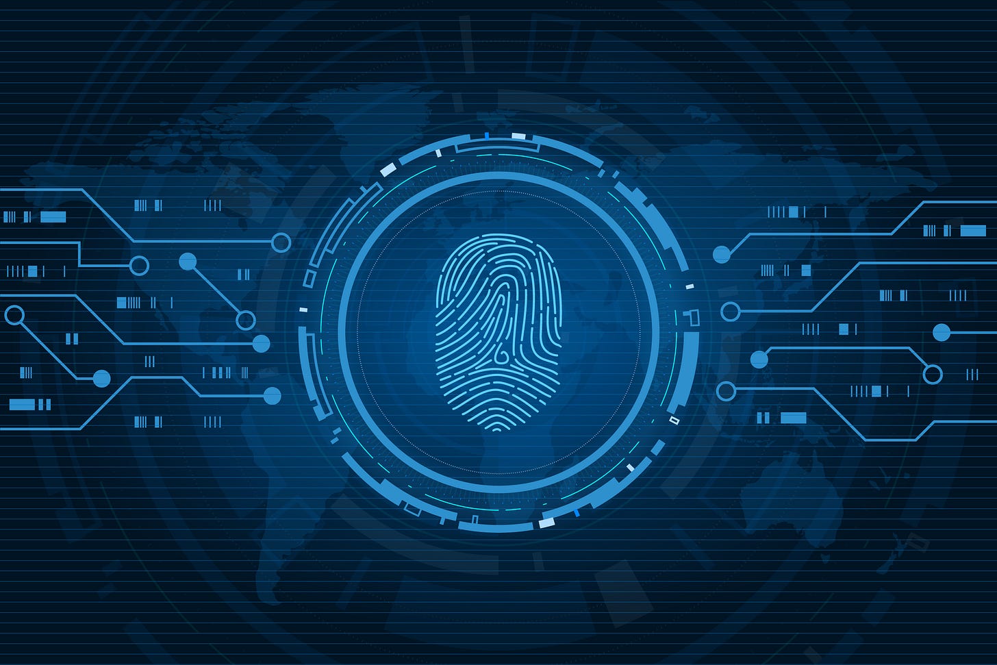 Fingerprint symbol in a digital screen Fingerprint symbol in a digital screen