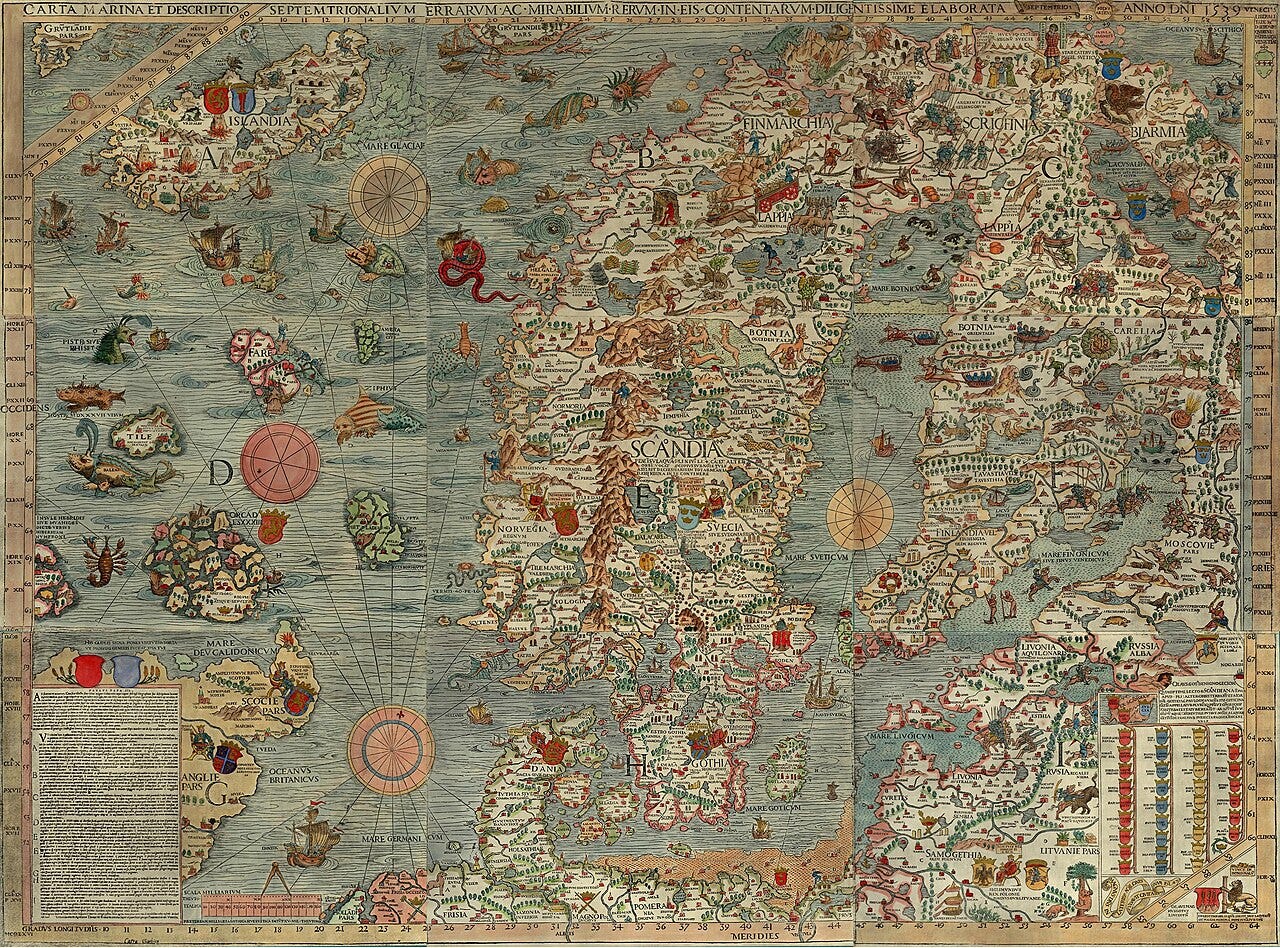 Map monsters drawn among ships Map monsters drawn among ships