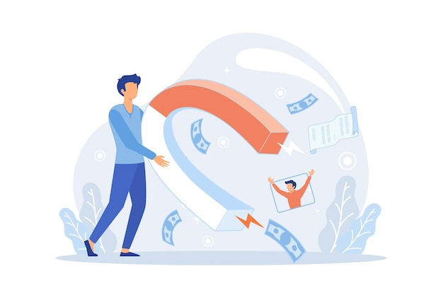 Ilustração de atração de clientes de marketing de entrada digital de  estratégia de retenção de clientes de grande ímã | Vetor Premium