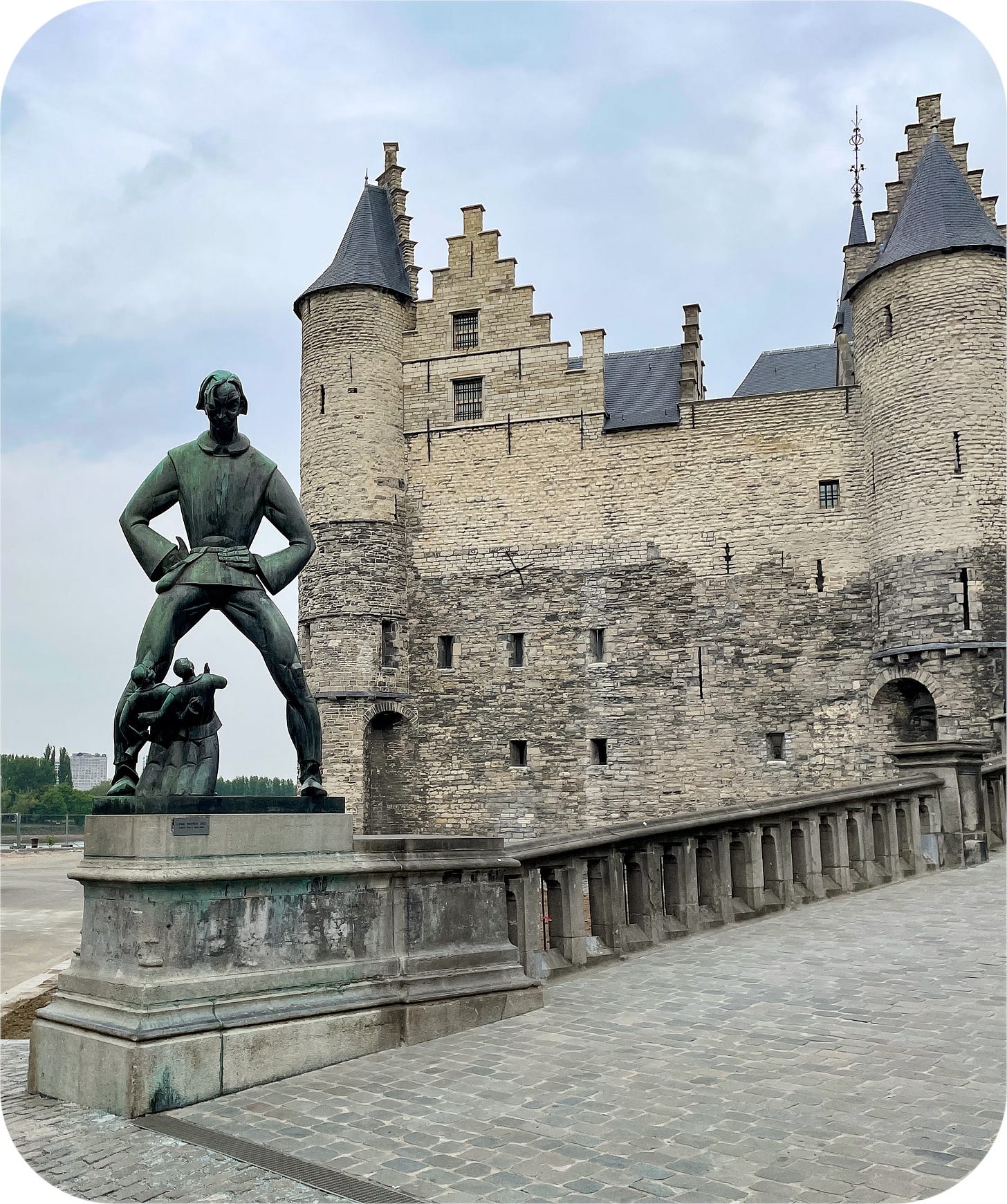 Sculpture of Lange Wapper. Antwerp, Belgium.