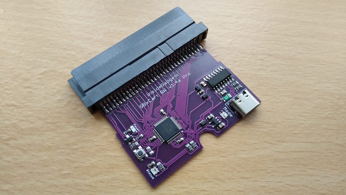 The GBxCart is a device that will allow you to backup game data from Game Boy, Game Boy Color, and Game Boy Advance titles. The GBxCart is a device that will allow you to backup game data from Game Boy, Game Boy Color, and Game Boy Advance titles.