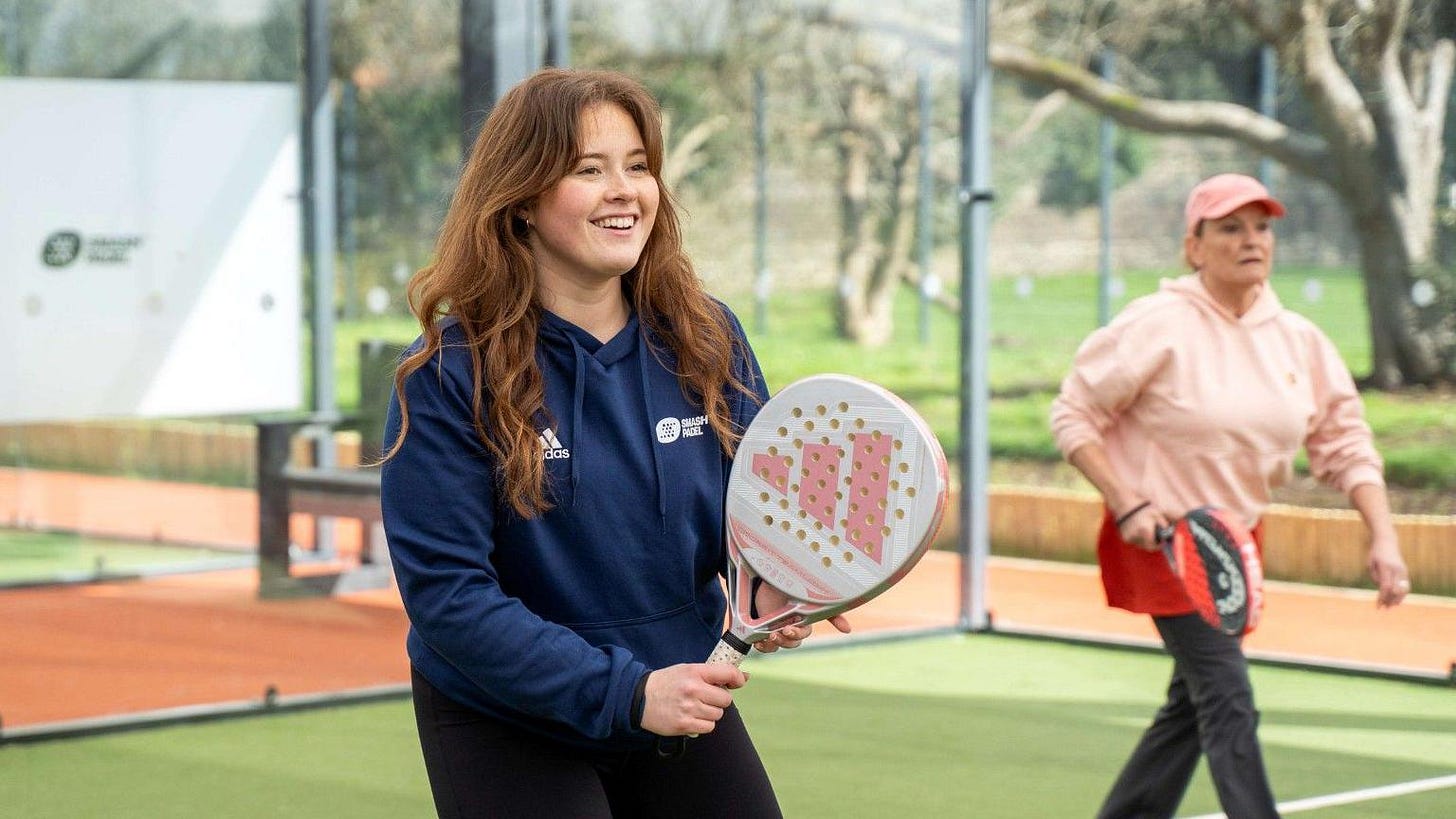 Two women playing padel at Smash Padel in Cardiff Two women playing padel at Smash Padel in Cardiff