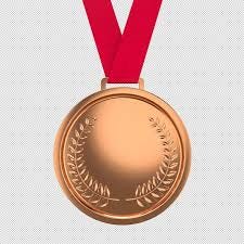 Bronze medal with red ribbon on ... Bronze medal with red ribbon on ...