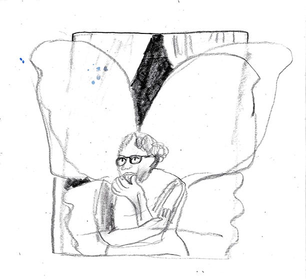 sketches of women with butterfly wings by Beth Spencer