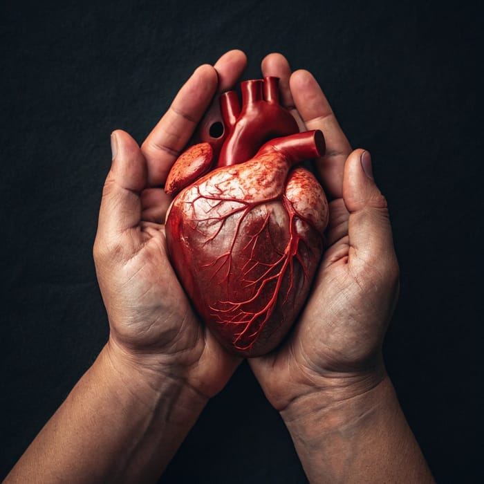 Holding a Human Heart: Insights and Care | AI Art Generator | Easy-Peasy.AI