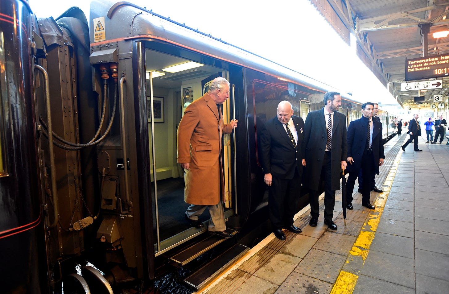 King Charles stepping off the royal train