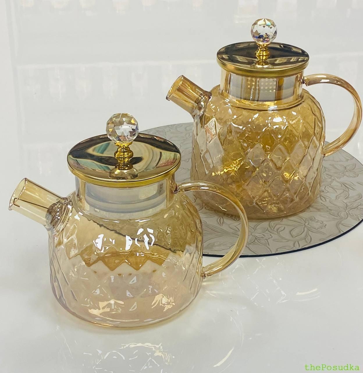 Чайник скляний Olens “Бурштиновий Ромбус”, 1000 мл