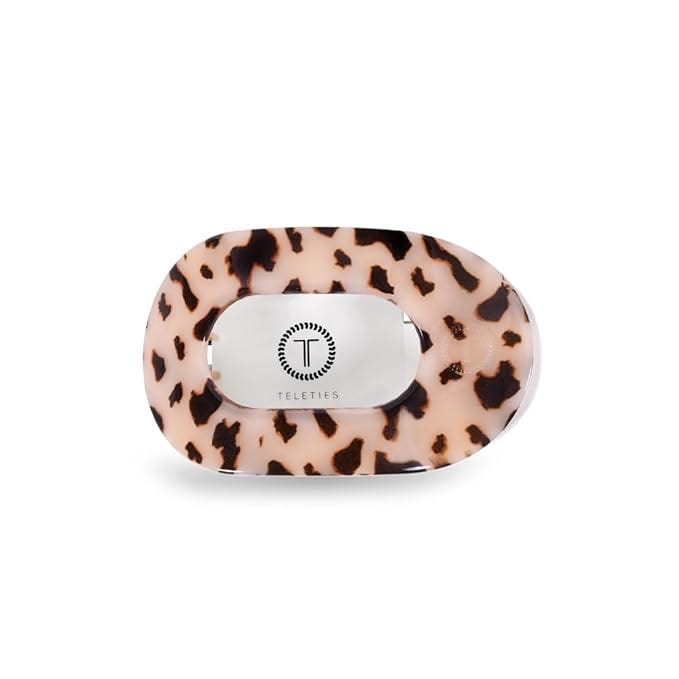 TELETIES - Large Flat Round Clip - Strong Grip, Bendable Teeth, Comfortable Curved Design - For Lying Down, Yoga, Driving &amp; More - Ideal for Thick Hair - For All Hair Textures - Blonde Tortoise