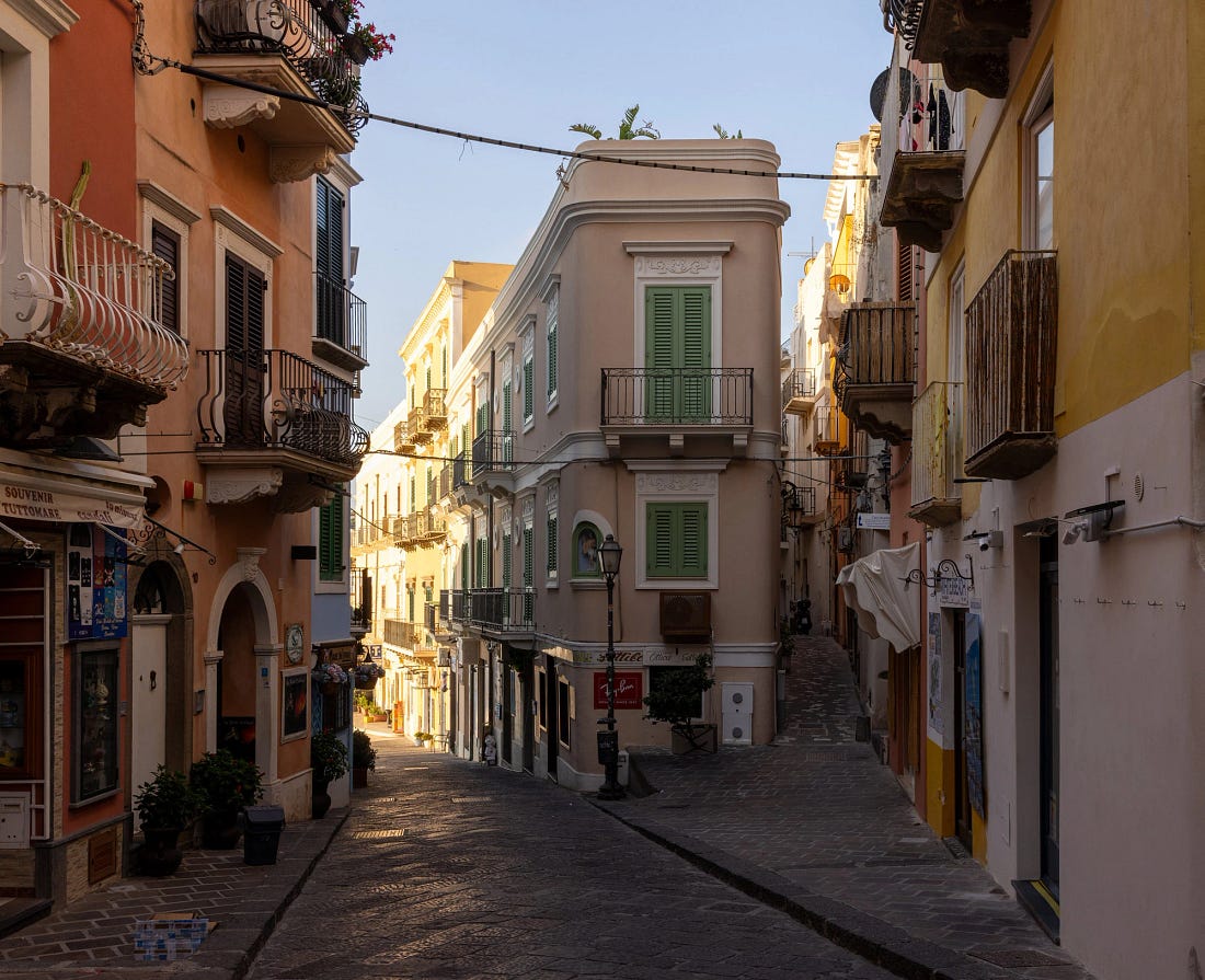 Via Garibaldi in Lipari town, a narrow street named for the general Interdonato followed, Aeolian Islands. Via Garibaldi in Lipari town, a narrow street named for the general Interdonato followed, Aeolian Islands.