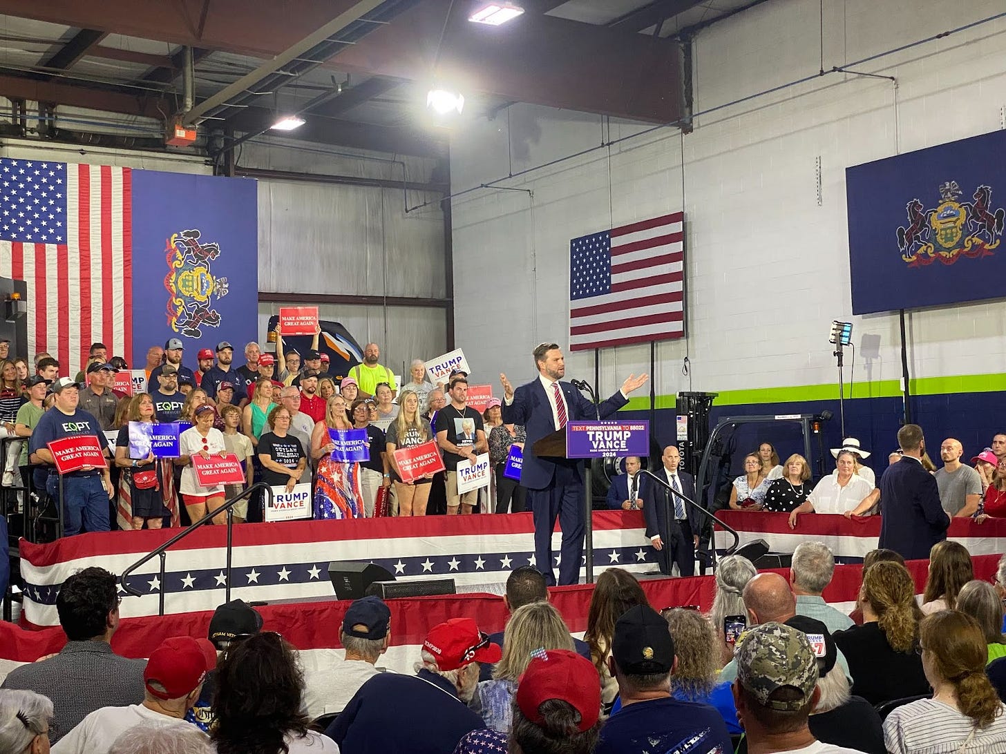 JD Vance speaks in Erie.