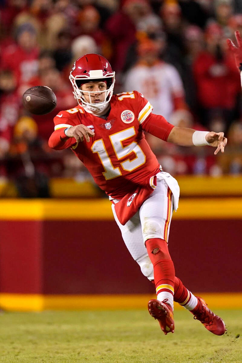 Kansas City Chiefs quarterback Patrick Mahomes throws a sidearm pass during the first half of a … | Las Vegas Review-Journal Kansas City Chiefs quarterback Patrick Mahomes throws a sidearm pass during the first half of a … | Las Vegas Review-Journal