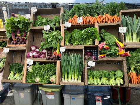 Fruits and vegetables ant the farmers market at Portland State University