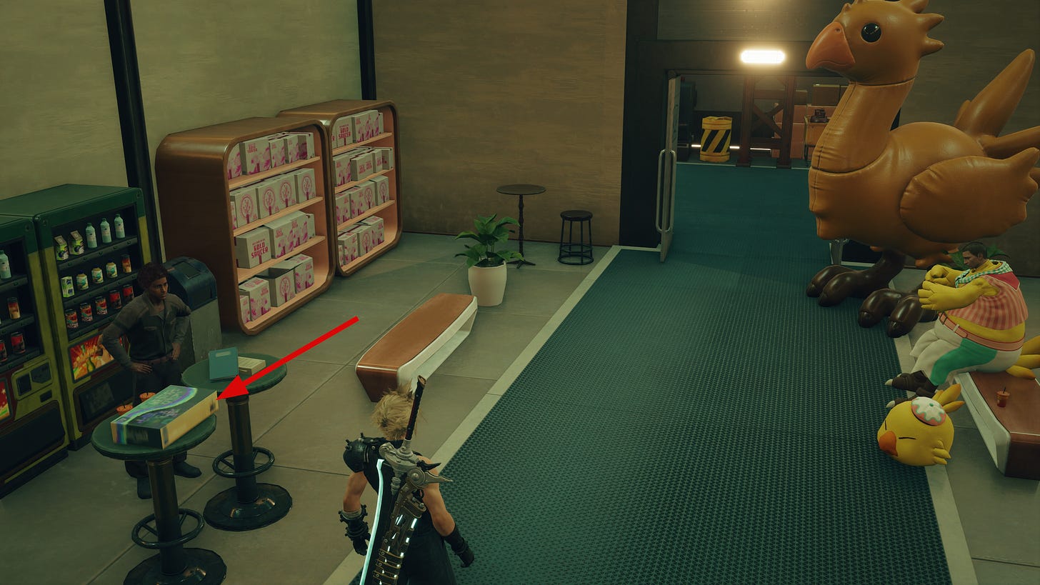 Nondescript box post patch 1.030 in Gold Saucer's backstage recreational corner