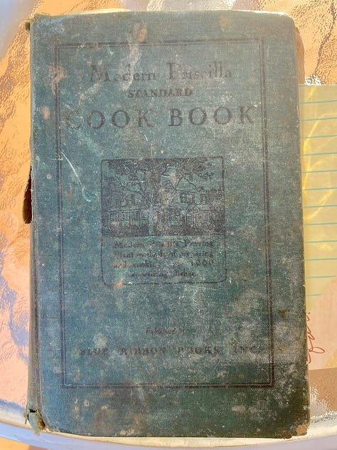 Images of an old cookbook and and handwritten recipes
