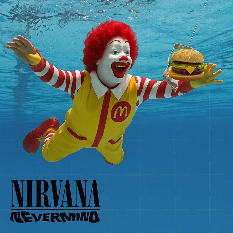 Nirvana Nevermind Album Cover Parodies ChatGPT Image Prompt | PromptBase