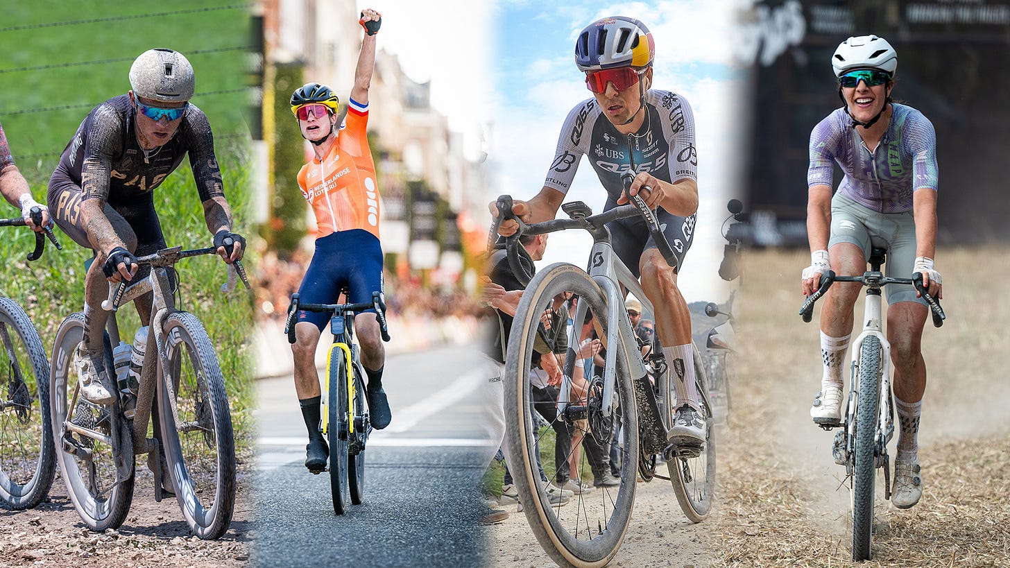 Mads Wurtz Schmidt, Marianne Vos, Tom Pidcock, and Rosa Klöser.