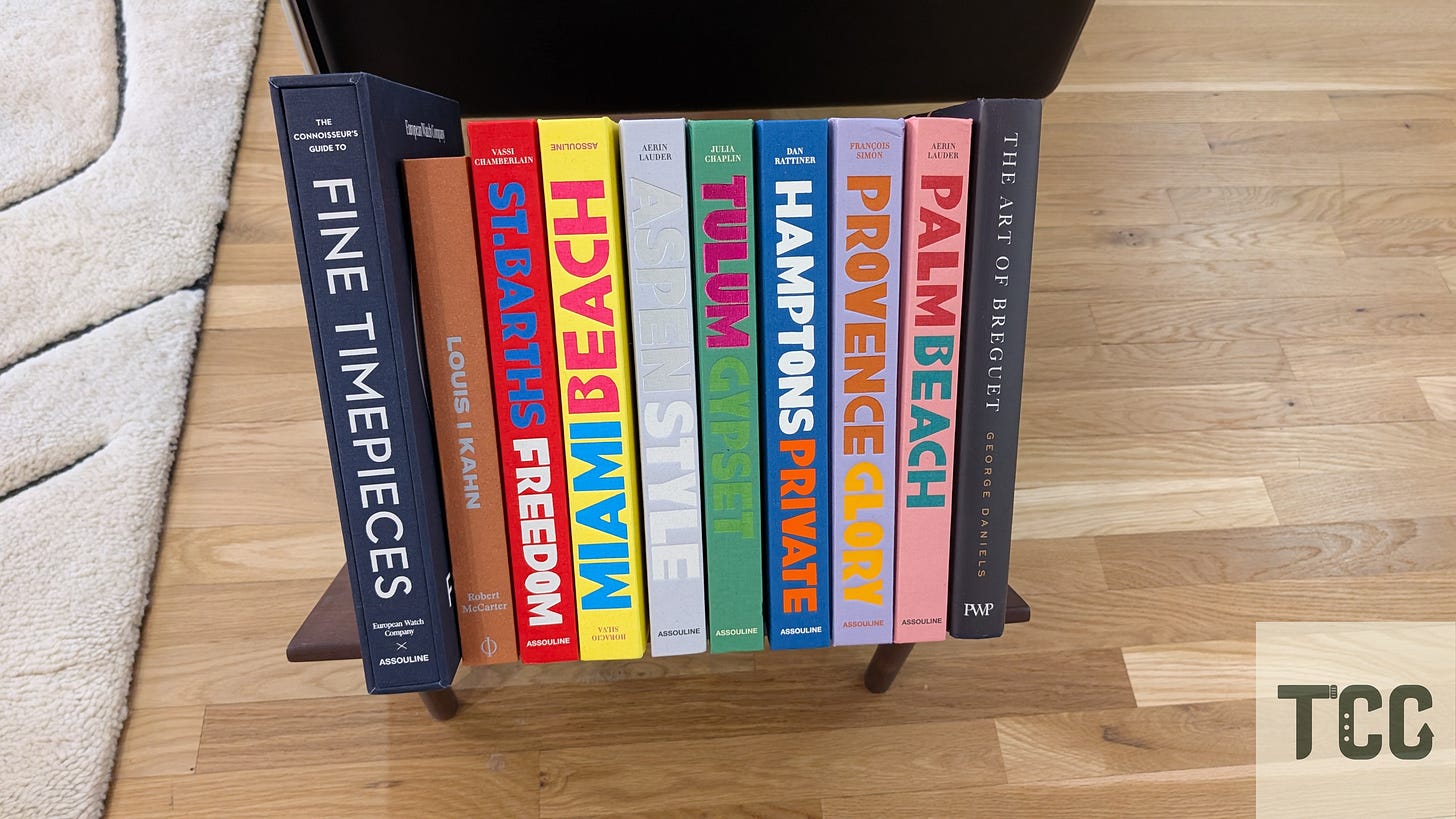 Watch-related coffee table books.