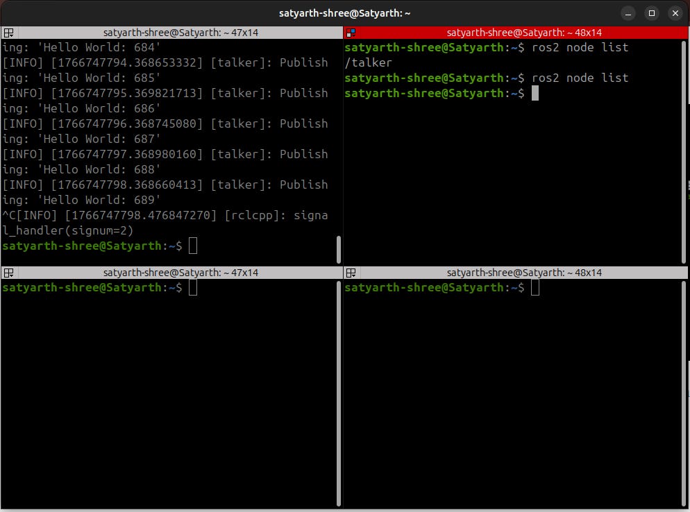ros2 node list showing no nodes after termination