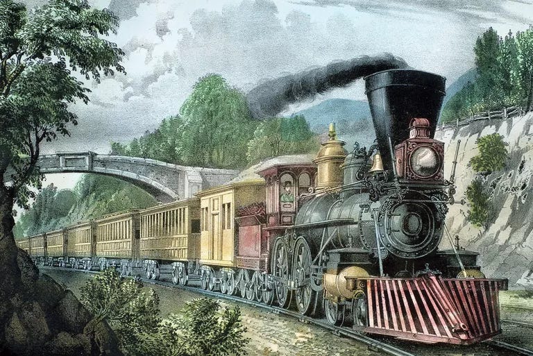 Lithograph of The Express Train by Currier and Ives Lithograph of The Express Train by Currier and Ives
