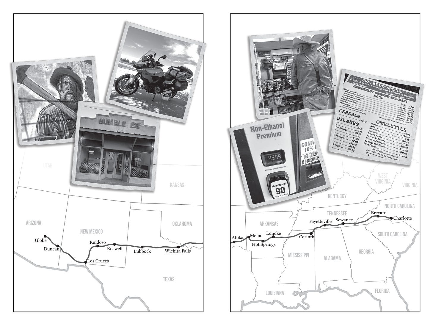 map of lower USA with snapshots above