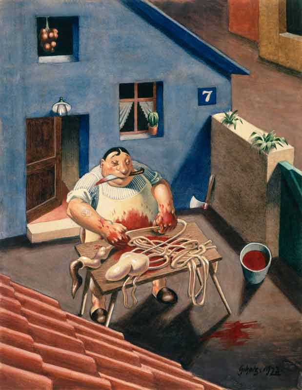 Small town at day (the butcher) 1923. (p - Georg Scholz as art print or  hand painted oil.