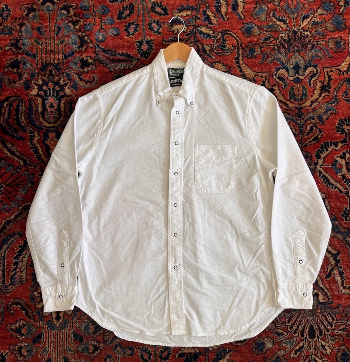 Gitman Bros Vintage X Monitaly White Snap Button Shirt M Casual Classy - Picture 4 of 8