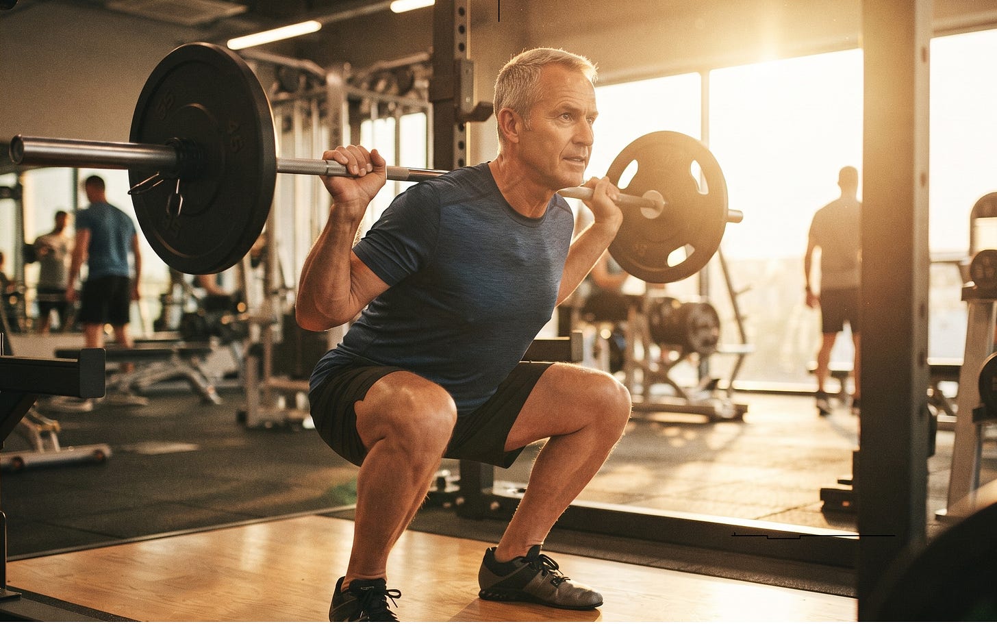 Persona matura determinata che esegue un esercizio con i pesi in palestra per la forza e la longevità - Aura Longevity Persona matura determinata che esegue un esercizio con i pesi in palestra per la forza e la longevità - Aura Longevity