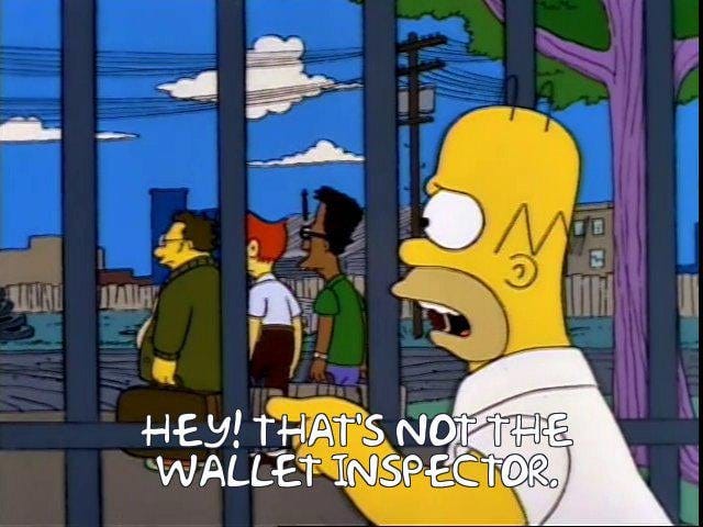 Did anyone else's wallet inspector change recently? Our city got a new one  and he seems fishy. : r/TheSimpsons