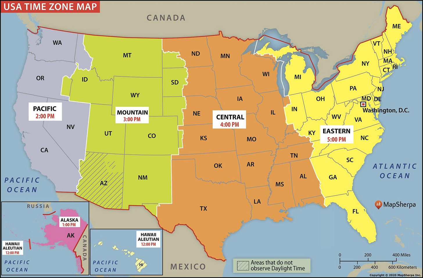 USA Time Zone Map USA Time Zone Map