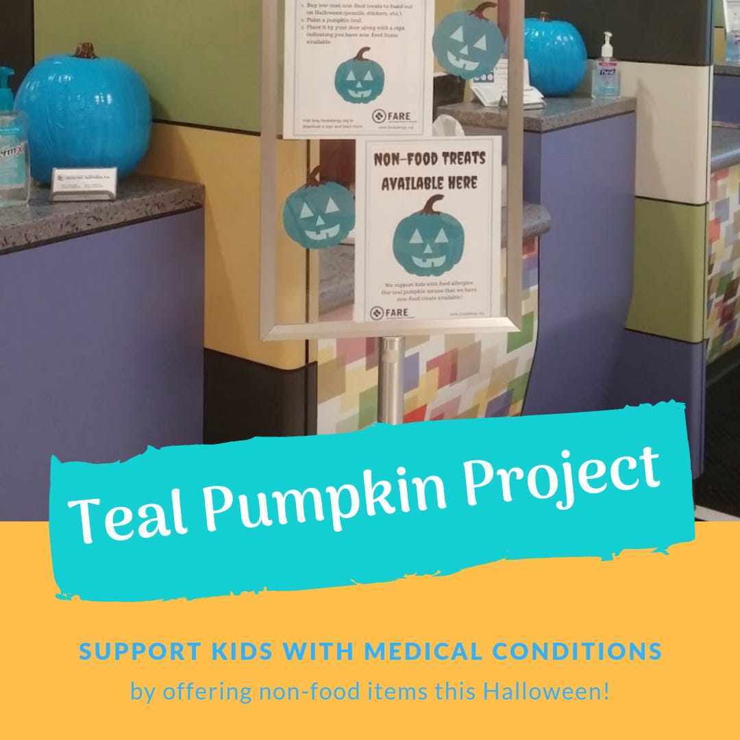 Use a teal pumpkin to show kids with medical conditions that you have non-food items this Halloween!