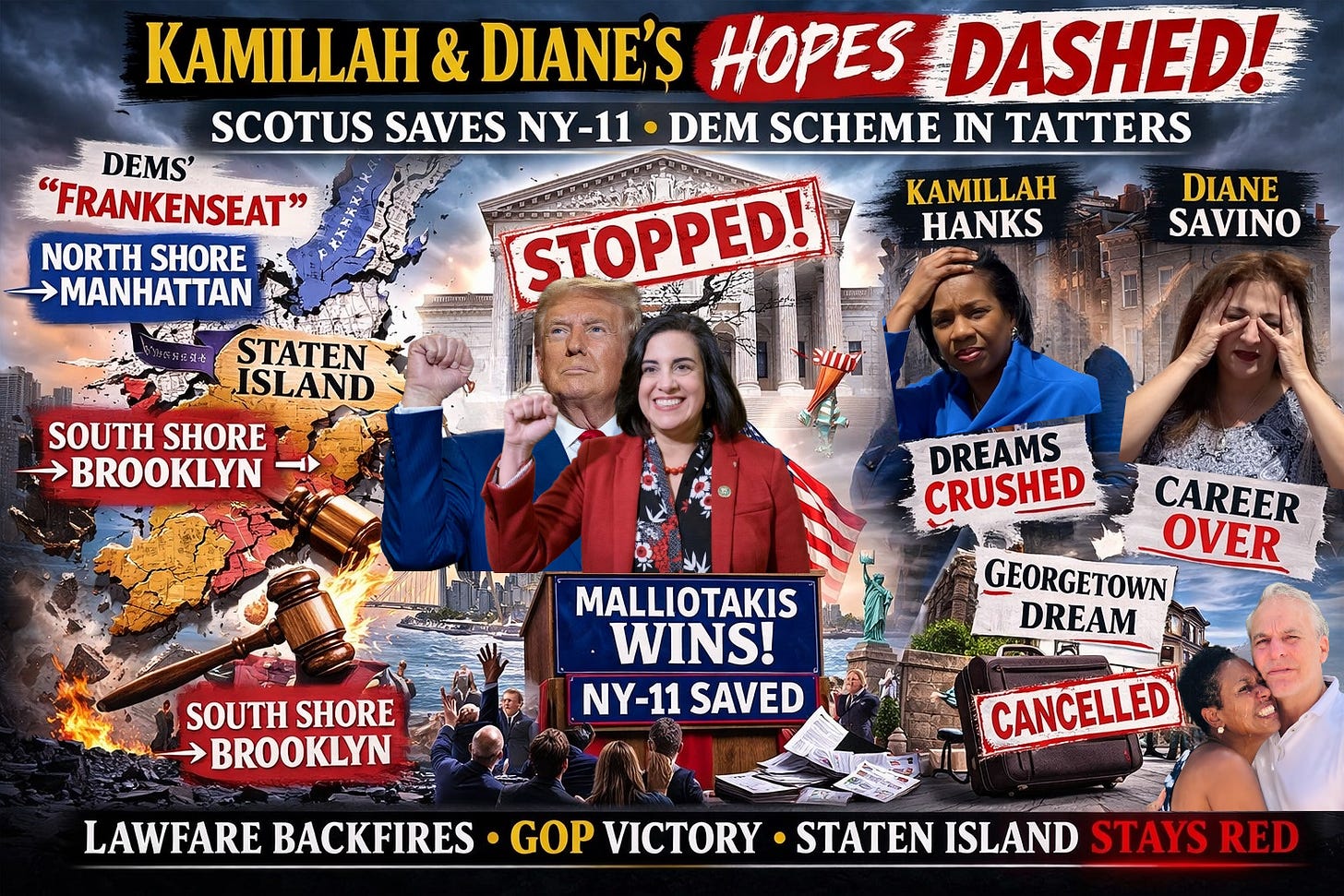 Kamillah and Diane's Hopes Dashed: SCOTUS kills NY-11 gerrymander, crushing Kamillah Hanks and Diane Savino’s congressional ambitions.