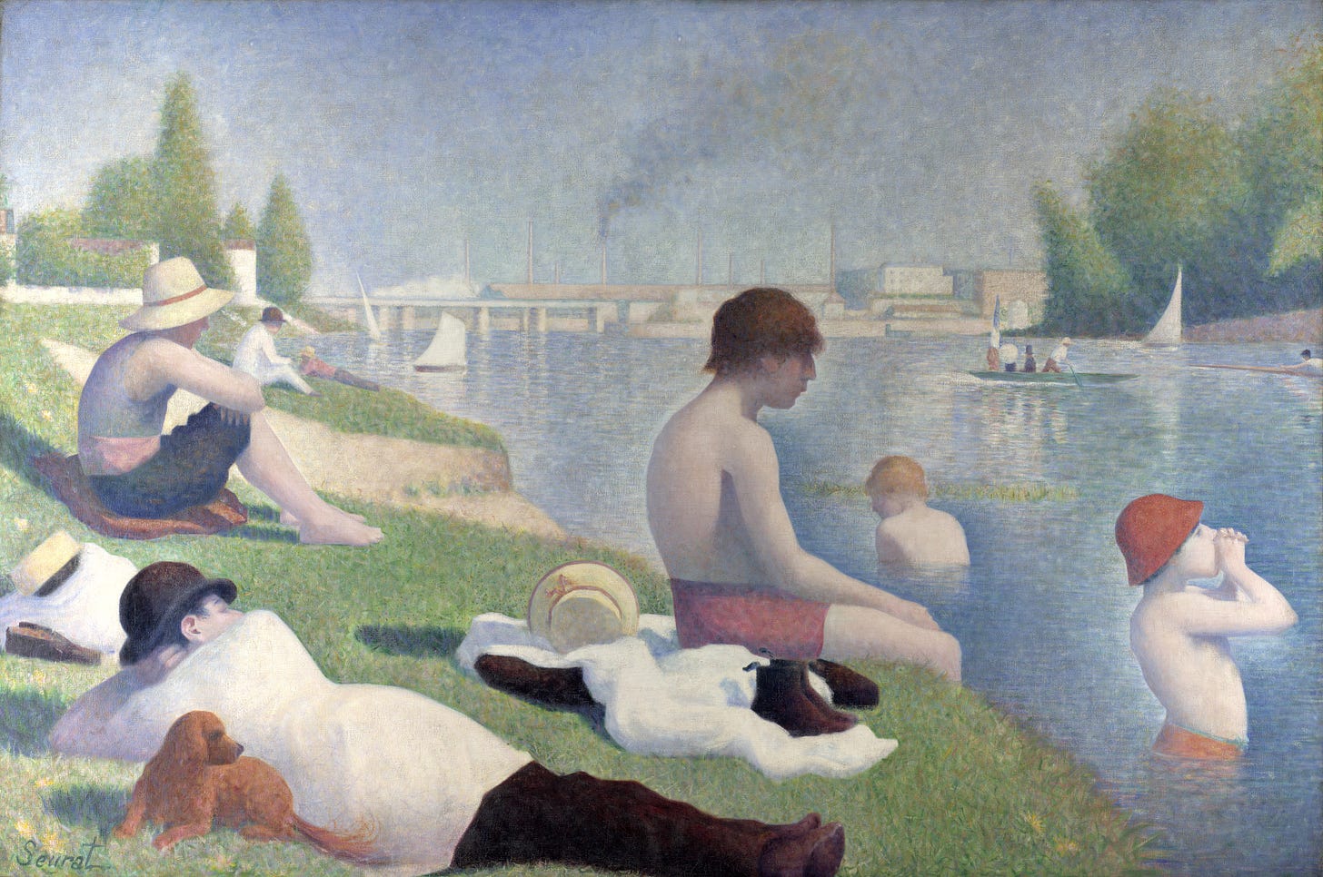 Georges Seurat Bathers at Asnieres pointillism study