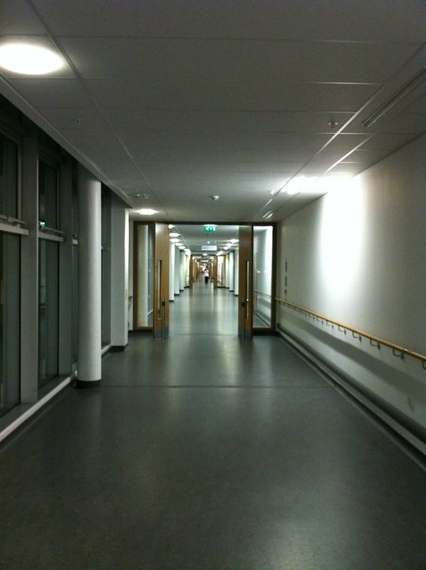 Ysbyty Ystrad Fawr - hospital corridor - photo taken by me in 2013