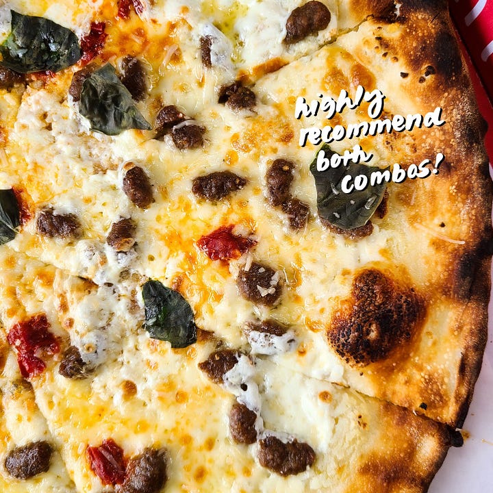 red vs. white pizza at bird pizzeria